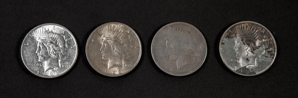 GROUP, FOUR 1922 PEACE DOLLARSGrouping