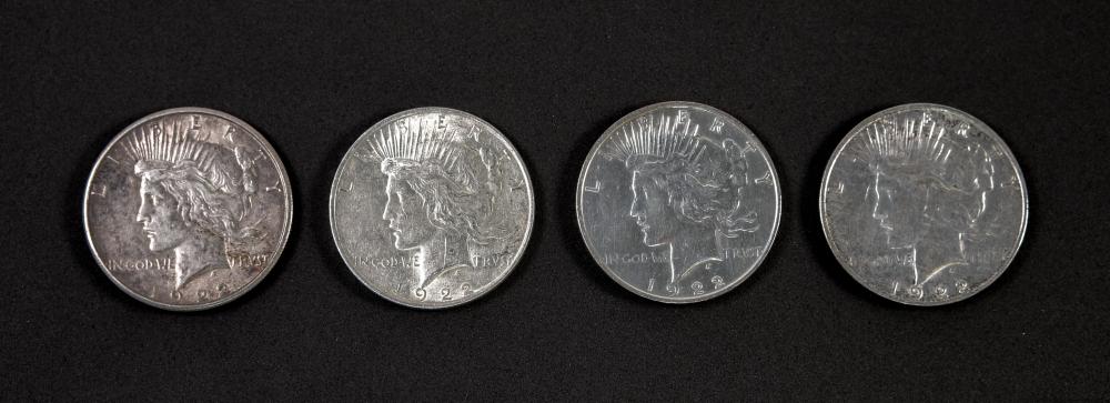 GROUP, FOUR 1922 PEACE DOLLARSGrouping