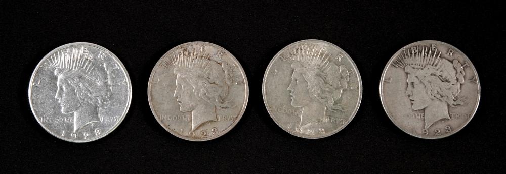 GROUP, FOUR 1924 PEACE DOLLARSGrouping