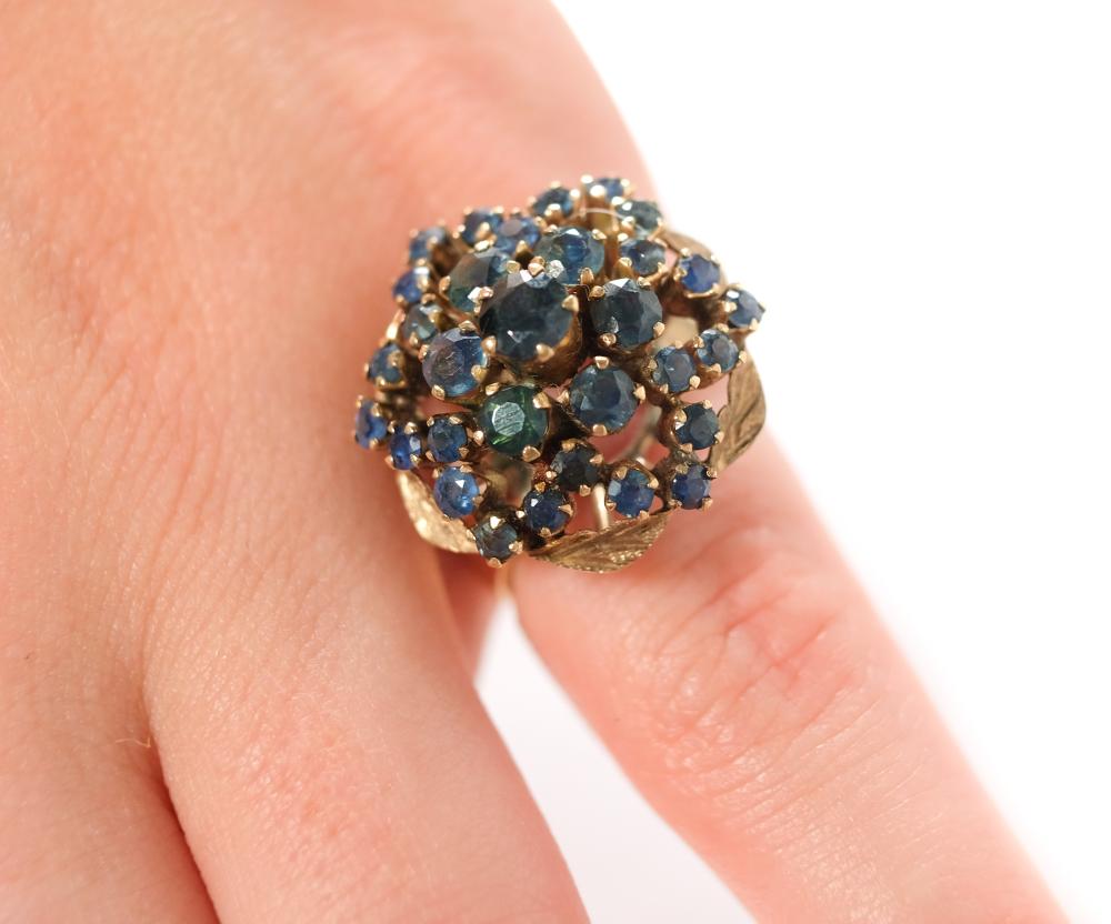 VINTAGE 18 14K SAPPHIRE CLUSTER 365bbf