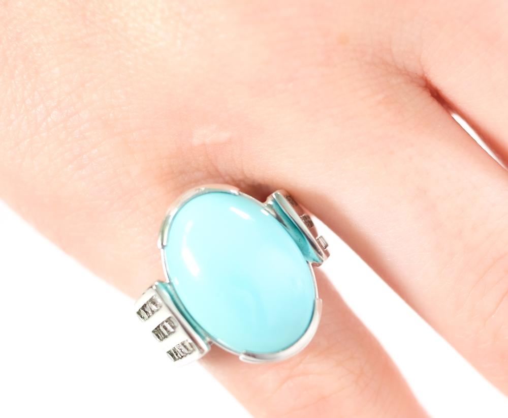 14K WHITE GOLD TURQUOISE DIAMOND 365bcc