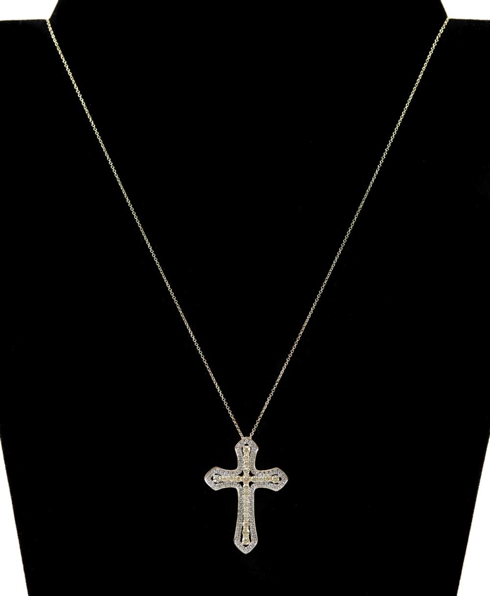 14K YG 0 80CT YELLOW DIAMOND CROSS 365bc8