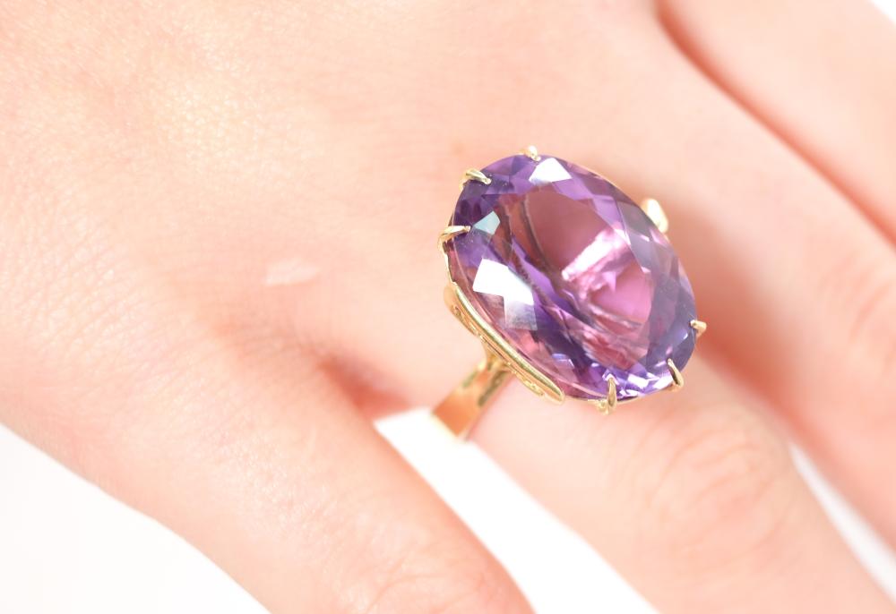 VINTAGE 14K YELLOW GOLD AMETHYST 365bcb