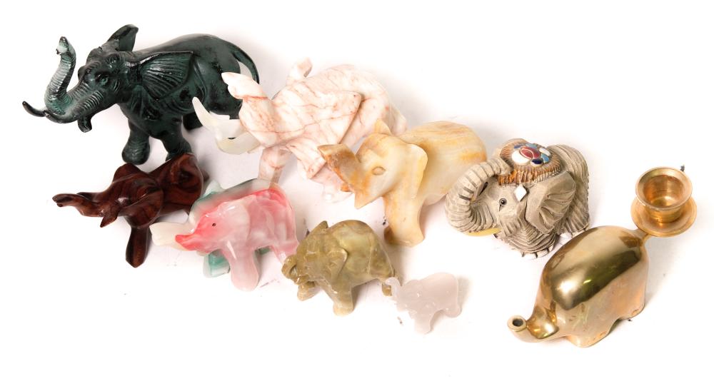 ASSORTED GROUP OF NINE ELEPHANT FIGURINESAssorted