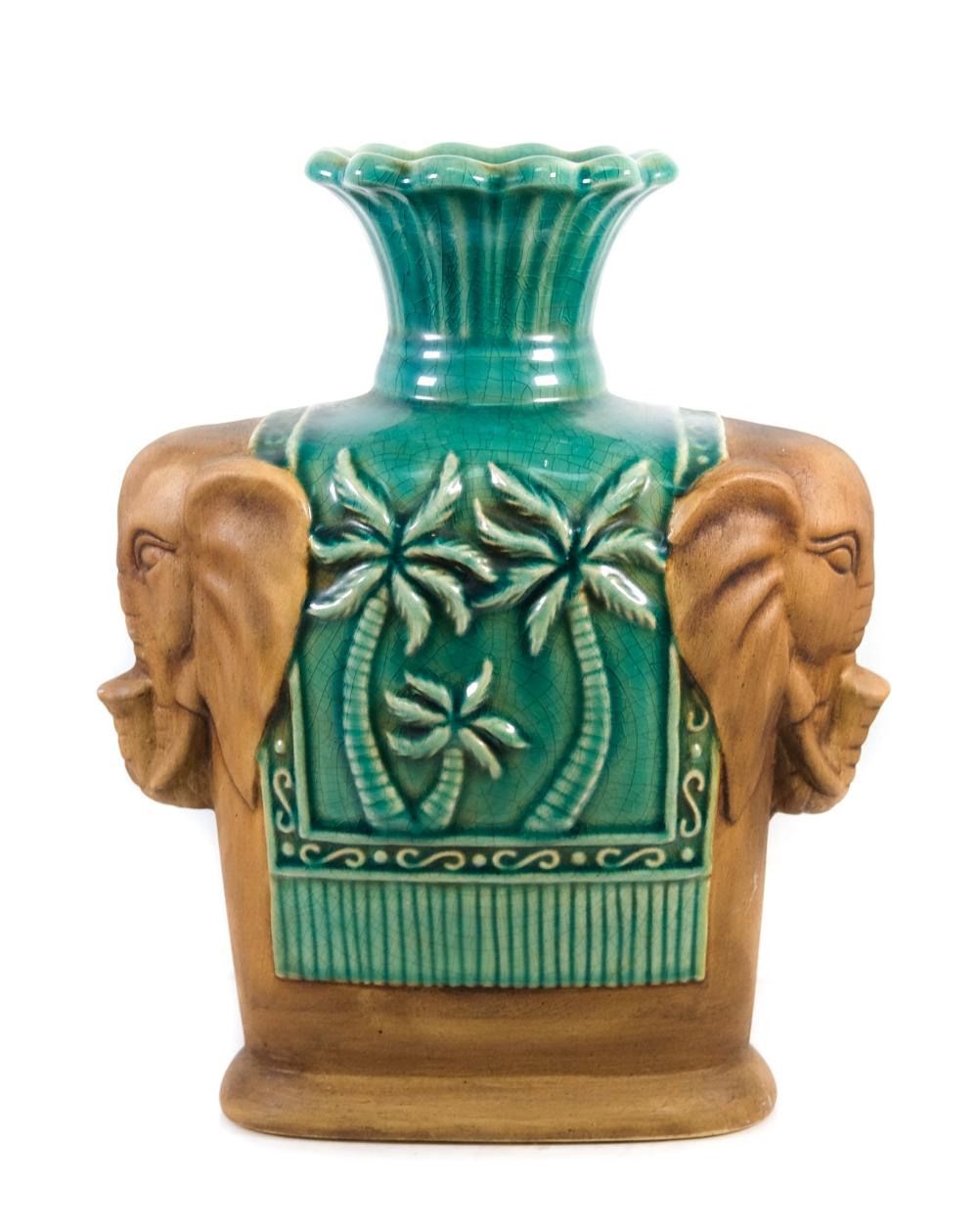 VINTAGE ELEPHANT & PALM TREE CERAMIC