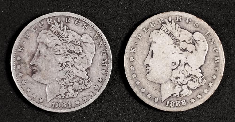 TWO 1888 1884 MORGAN SILVER DOLLARSTwo 365c35