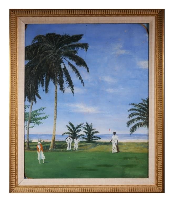 EARLY FLORIDA PAINTING GOLFING 365c61