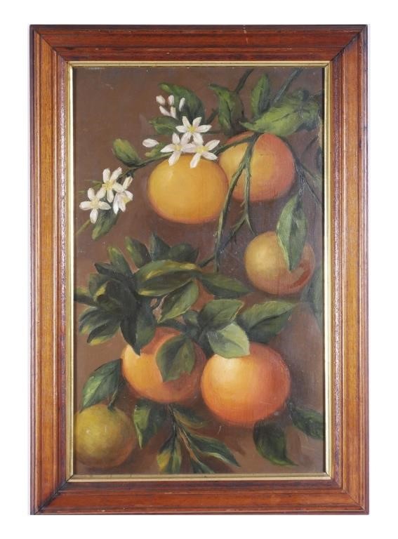 ORANGES, OIL ON BOARD, EARLY 20TH CENTURYNicely