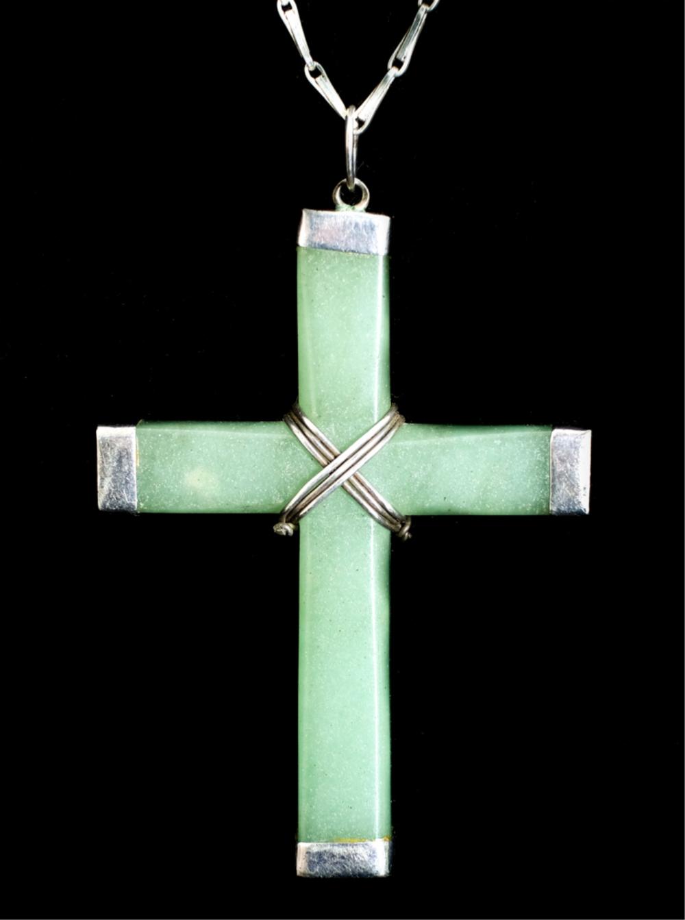 900 SILVER JADEITE CROSS PENDANT