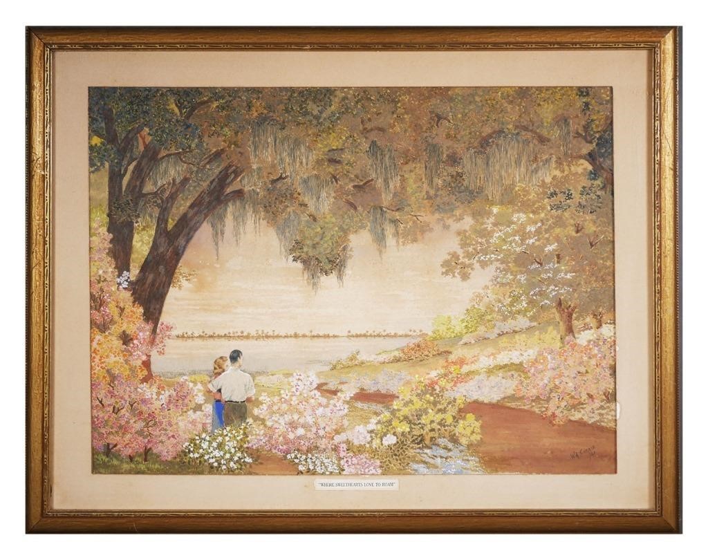 FLORIDA WATERCOLOR, LANDSCAPE, 1942Early