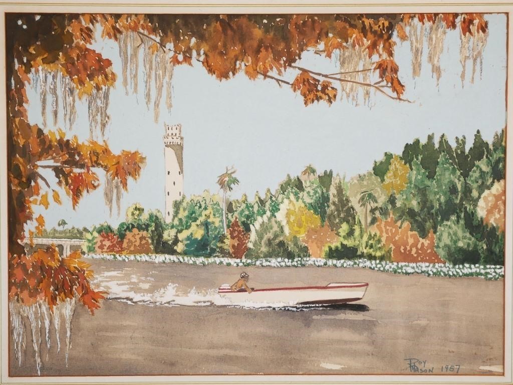 ROY MASON, TAMPA WATER TOWER WATERCOLOR,