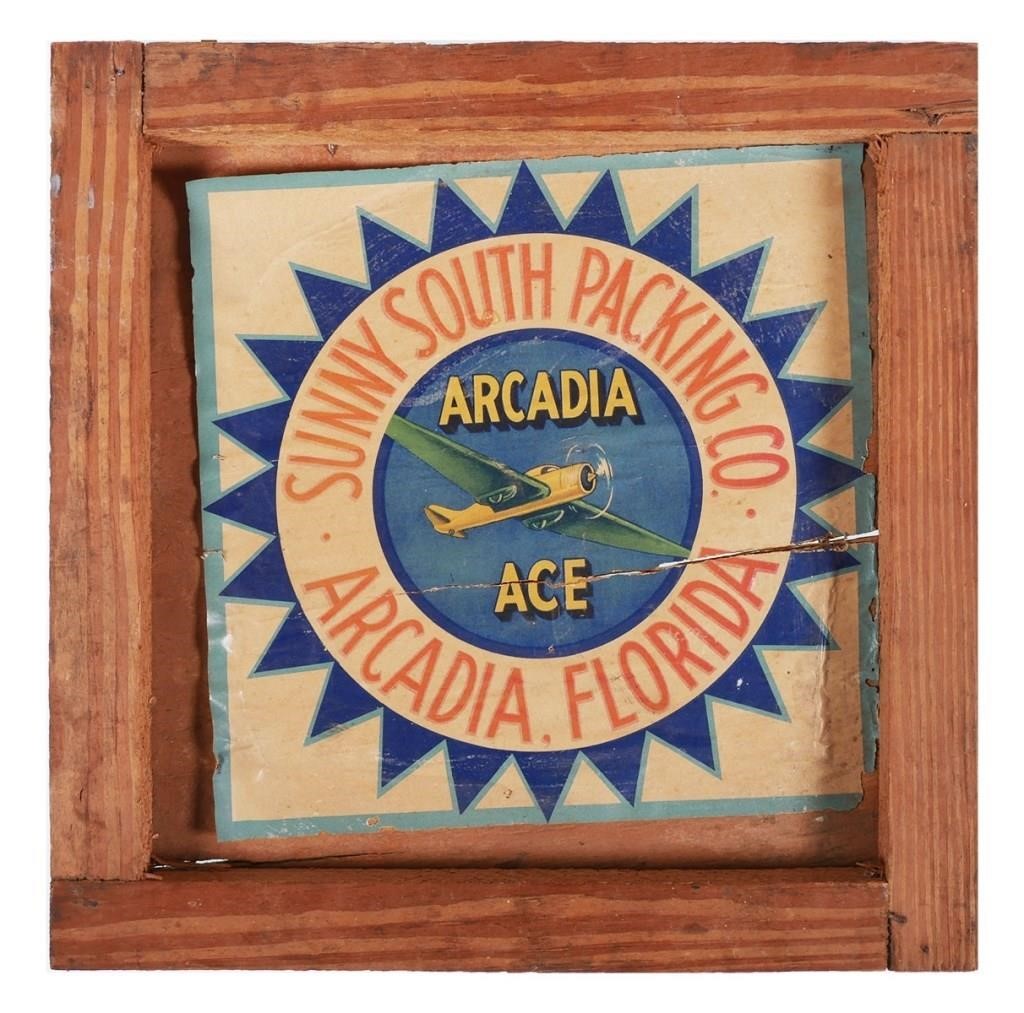 ARCADIA FRUIT CRATE END WITH AIRPLANE 365dbb