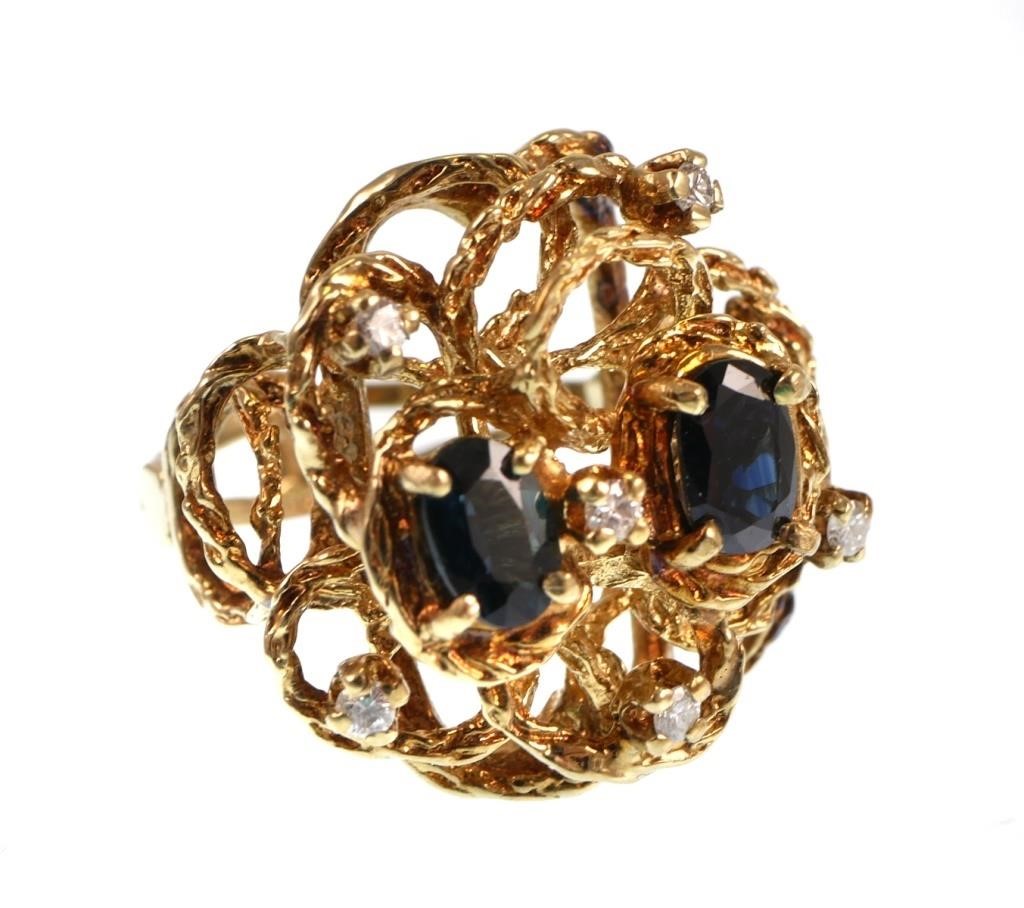 14K YELLOW GOLD SAPPHIRE & DIAMOND