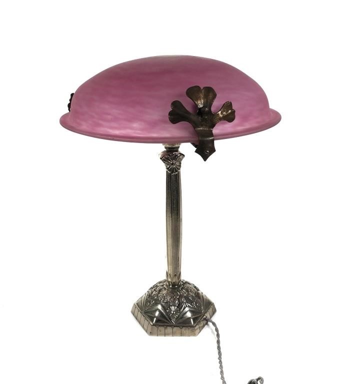 PERIOD ART DECO FRENCH TABLE LAMPPink 365dfa