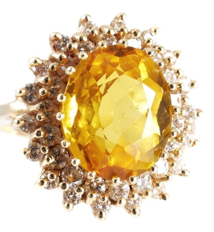 14K YELLOW GOLD CITRINE DIAMOND 365e15