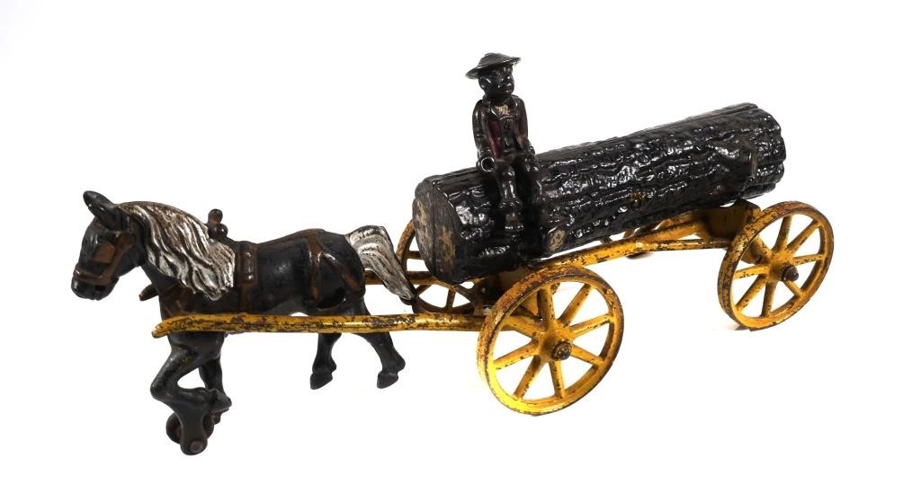 KENTON CAST IRON HORSE DRAWN LOG 365e26