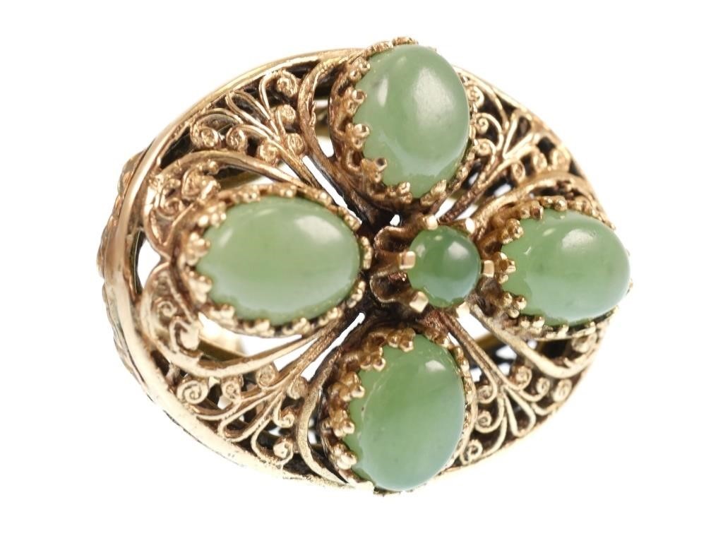 14K YELLOW GOLD NEPHRITE JADE RING14K 365e75