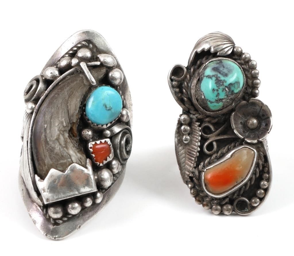 (2) STERLING & TURQUOISE SOUTHWESTERN