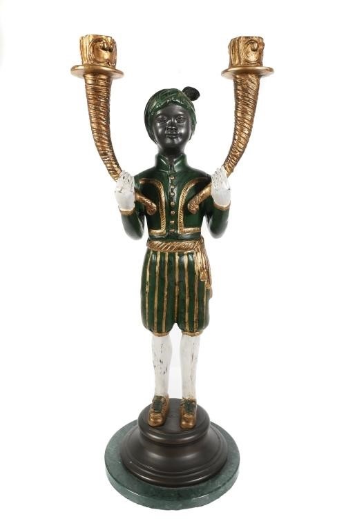 LARGE BLACKAMOOR FIGURAL TWO LIGHT