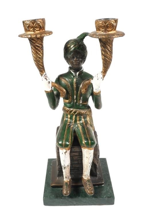 BLACKAMOOR FIGURAL TWO LIGHT CANDLESTICKCast