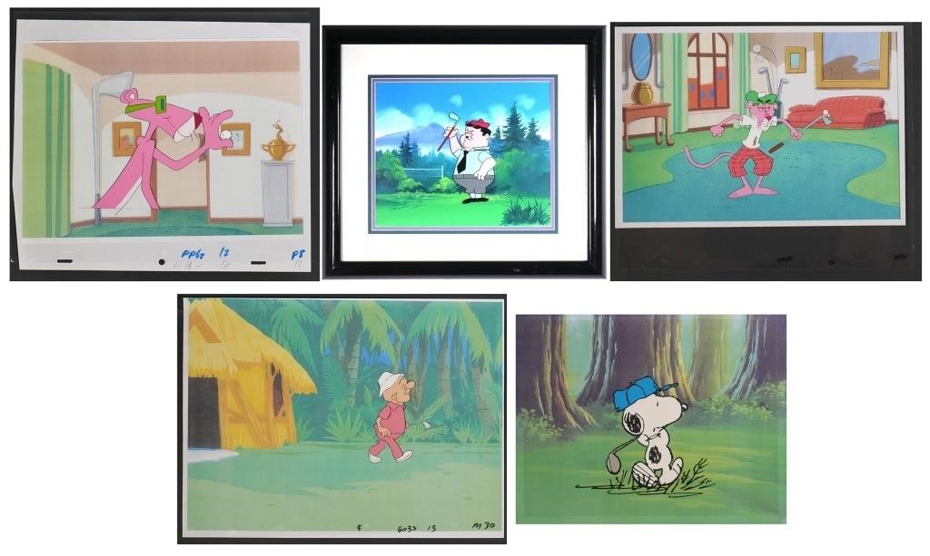  5 GOLF ANIMATION CELS PINK PANTHER 365ebb