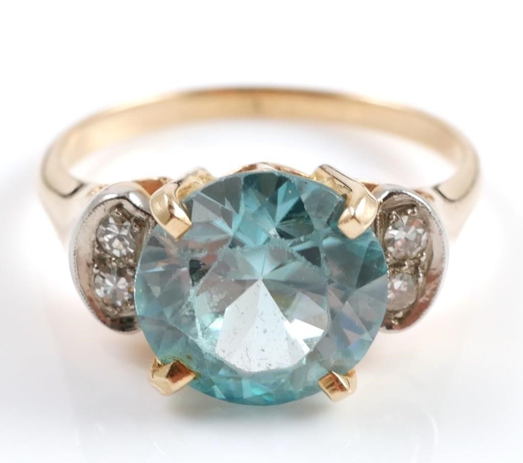 14K BLUE ZIRCON DIAMOND RING14K 365edd