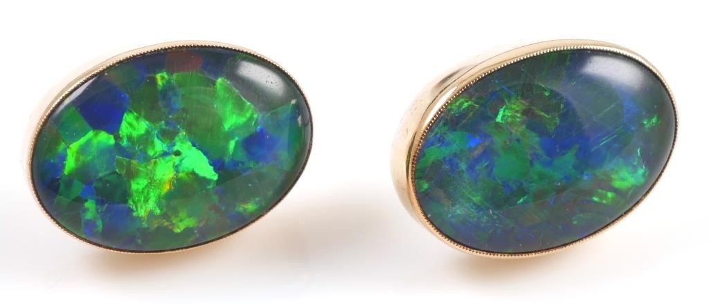 14K OPAL DOUBLET EARRINGS14K yellow 365ee4