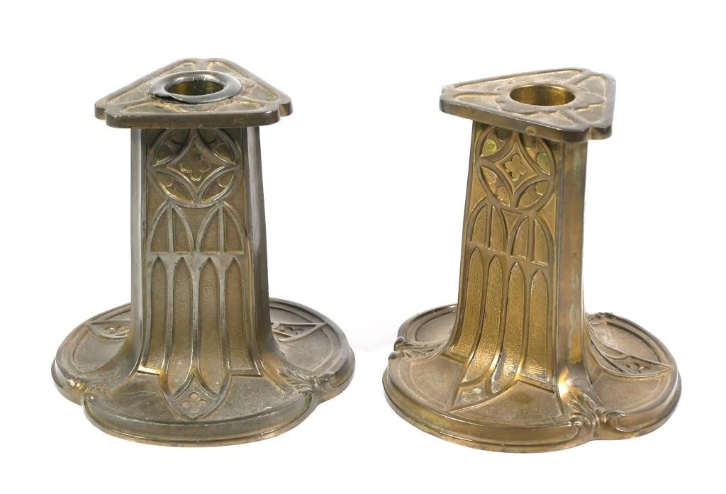 PAIR ANTIQUE PAIRPOINT ALTAR CANDLE