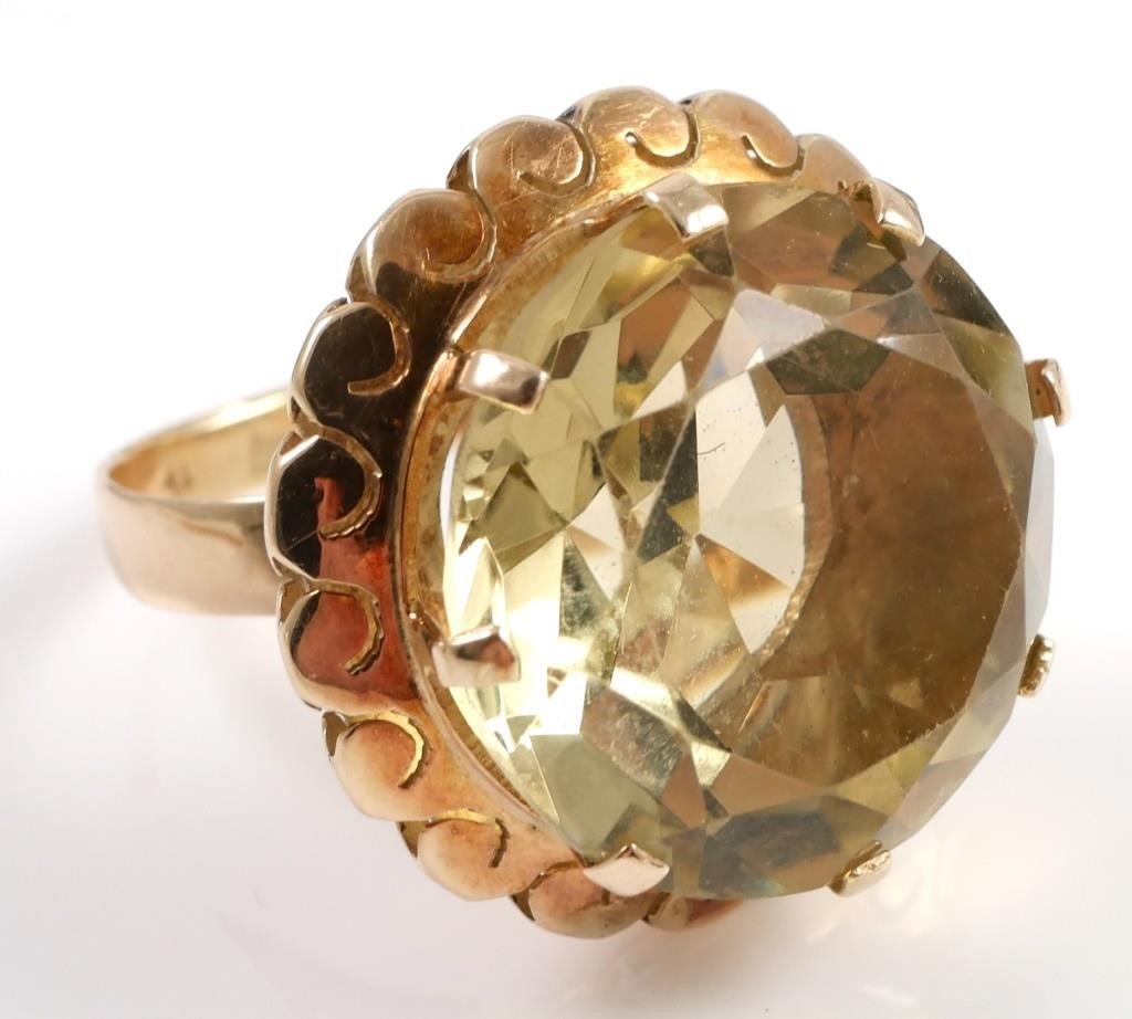 14K GOLD 22.00 CT. CITRINE RING14K