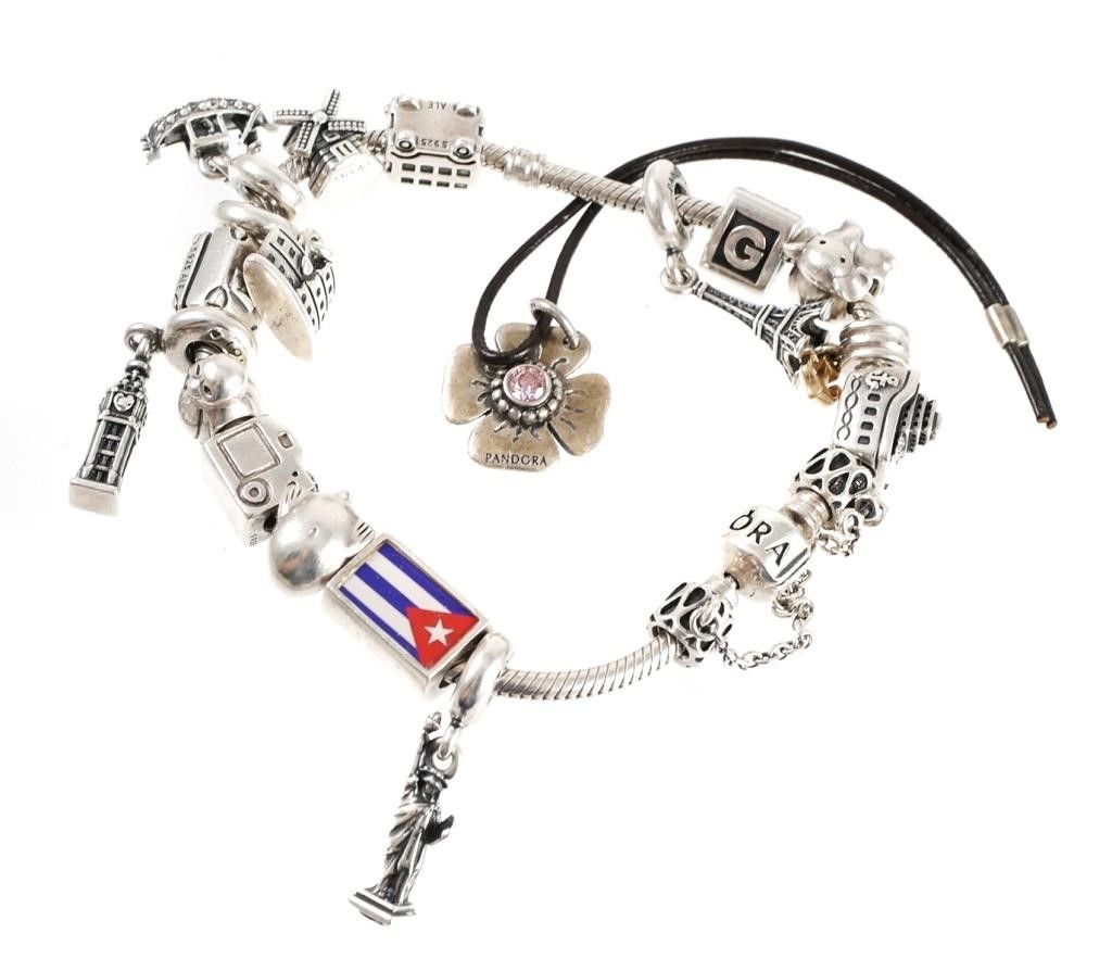 PANDORA STERLING SILVER CHARM BRACELET,