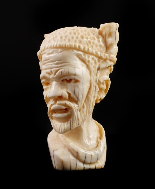 ANTIQUE AFRICAN IVORY BUST CARVING 365f31