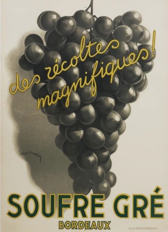 LEON DUPIN, FRENCH WINE LITHOGRAPH