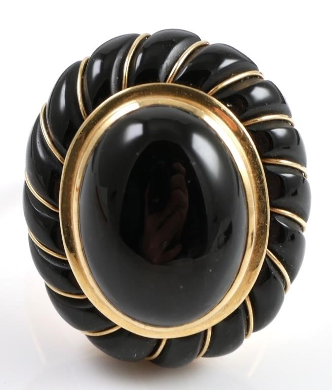 14K BLACK ONYX RING14K yellow gold