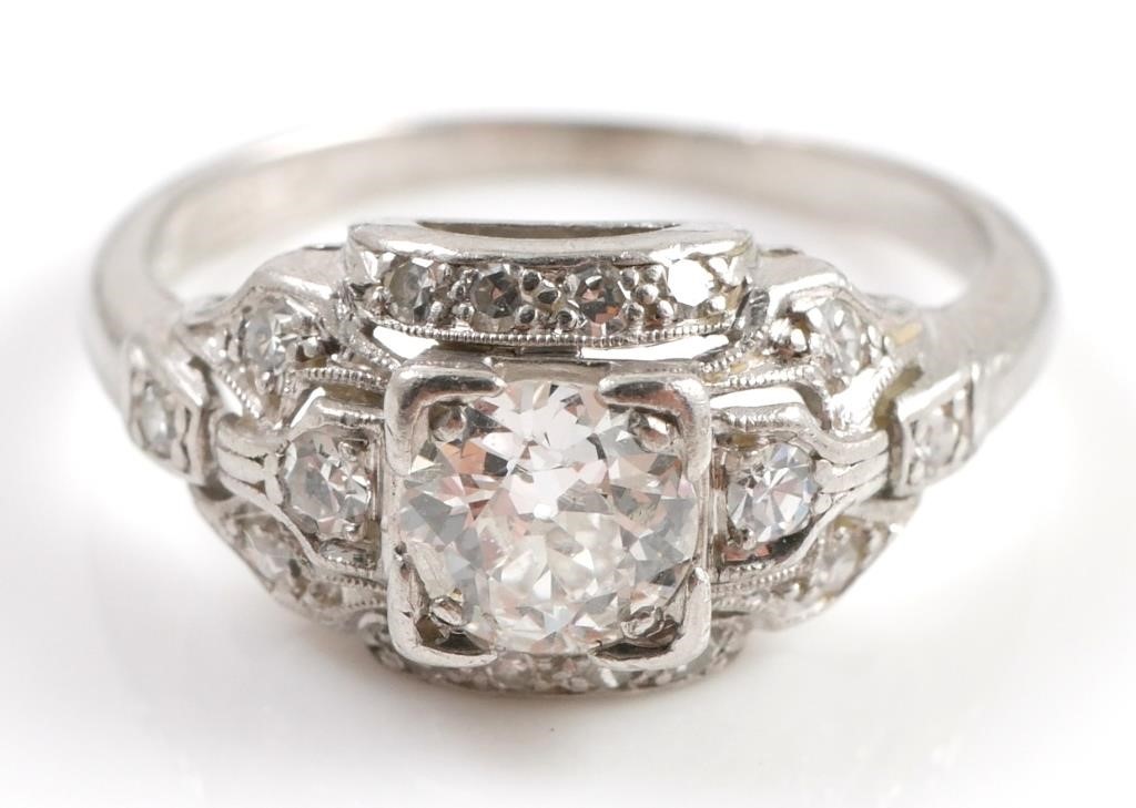 ART DECO PLATINUM DIAMOND ENGAGEMENT 365f69