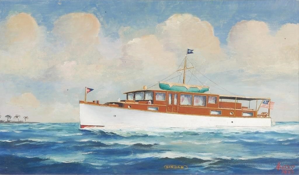 JOE SELBY OIL ON BOARD YACHT PAINTINGJoe 365fb5