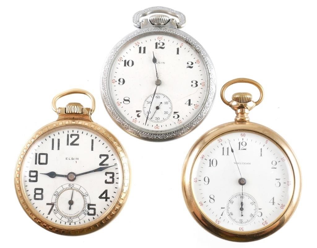 3 ANTIQUE POCKET WATCHES, ELGIN