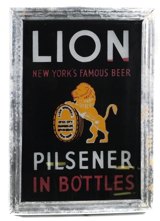 LION PILSNER BEER, GLASS SIGN1930s