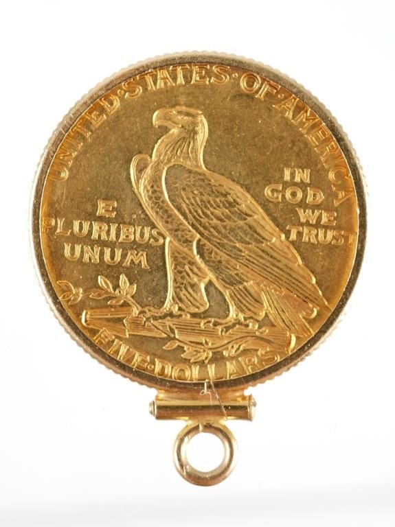 1908 HALF EAGLE GOLD $5 COIN IN
