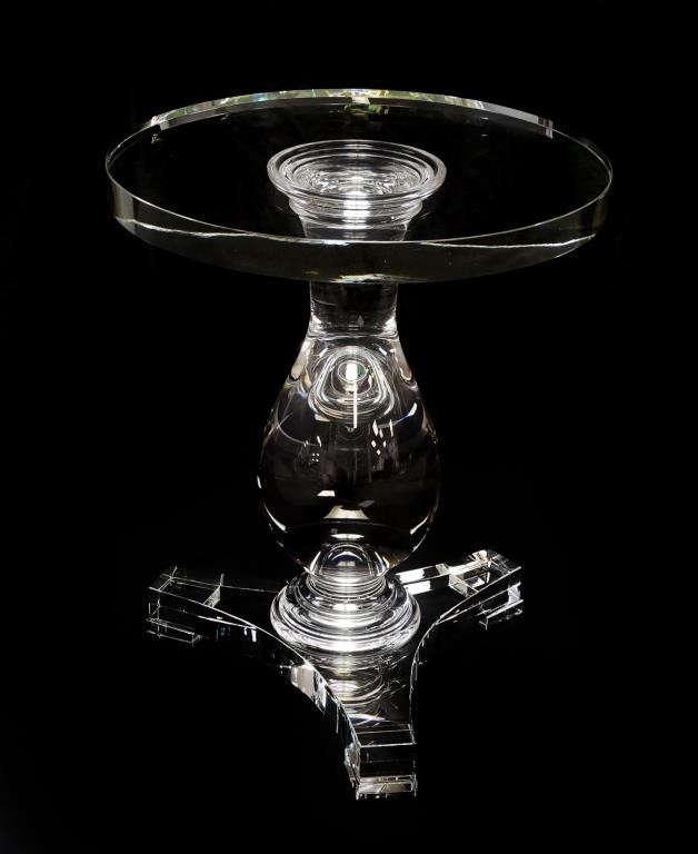 MID-CENTURY STYLE SOLID GLASS PEDESTAL