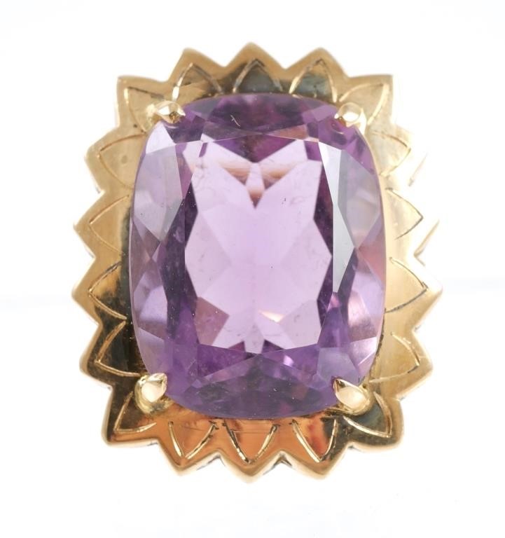 18K GOLD AMETHYST RINGVintage marked 366054