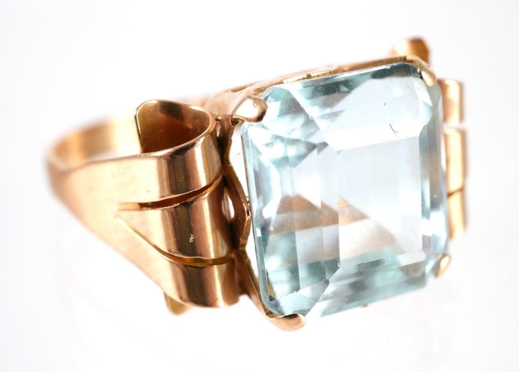 VINTAGE 18K AQUAMARINE RING18k 366084