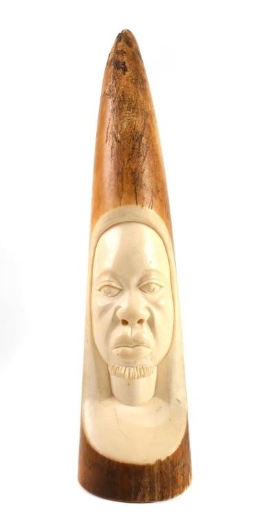 AFRICAN IVORY CARVED BUSTOld and