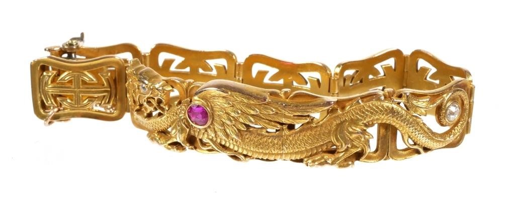 ANTIQUE CHINESE 14K GOLD DRAGON 3660e3