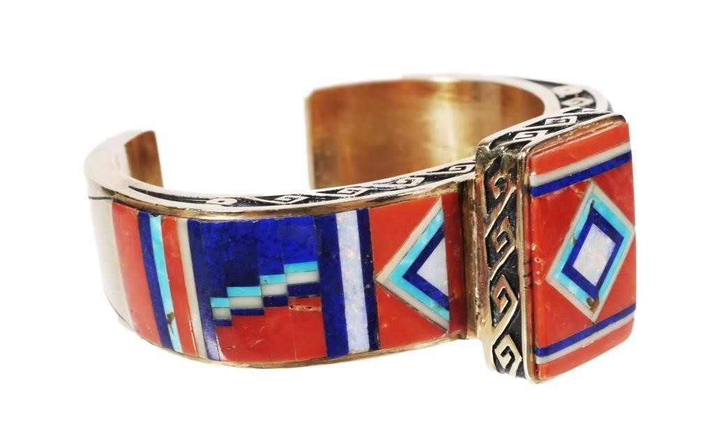 ABRAHAM BEGAY 14K GOLD NAVAJO BRACELETRare 3660df