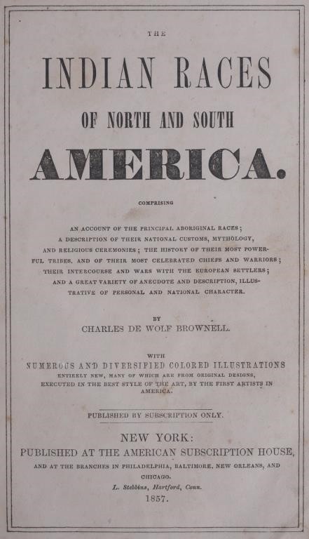 1856 INDIAN RACES OF AMERICA BOOK"The