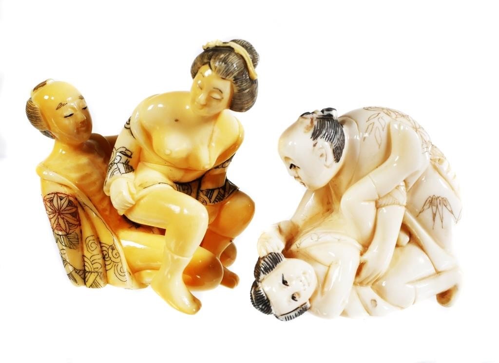 JAPANESE CARVED IVORY EROTICA NETSUKE 366123