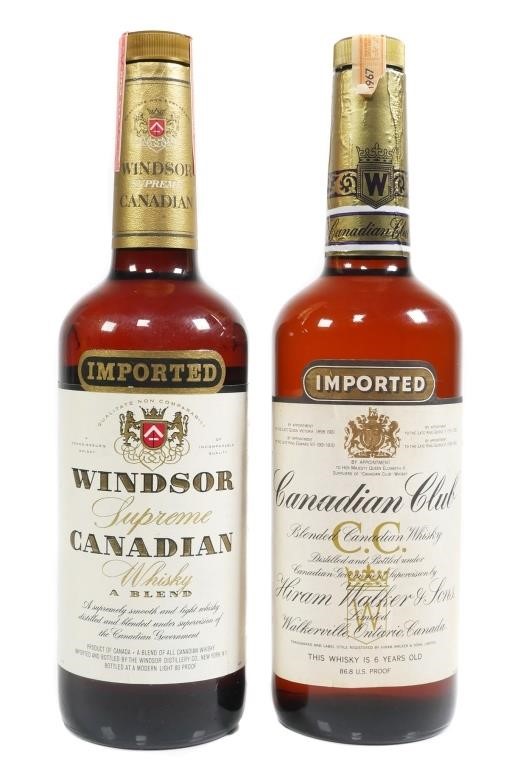 (2) SEALED CANADIAN WHISKEY BOTTLES,