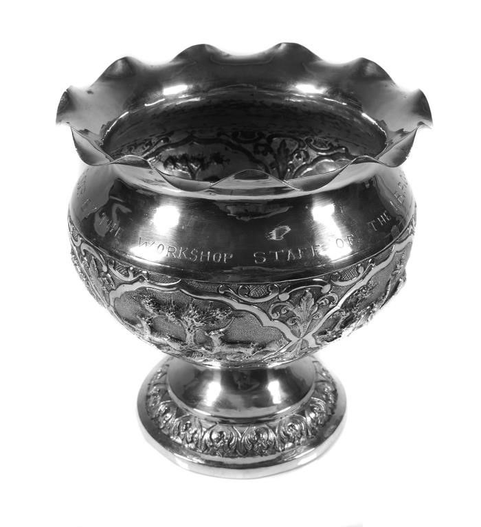 BURMESE SILVER REPOUSSE FOOTED 366181