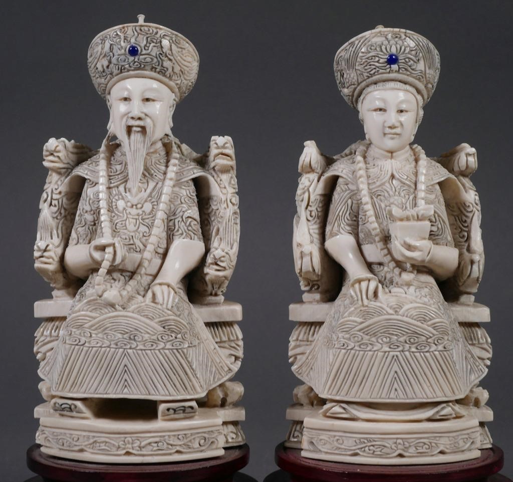 CHINESE IVORY EMPEROR & EMPRESS