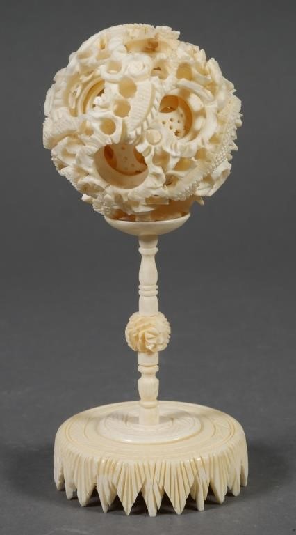 CHINESE IVORY PUZZLE BALL ON STANDNicely 366191
